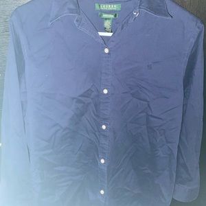 Lauren by Ralph Lauren non-iron navy button up